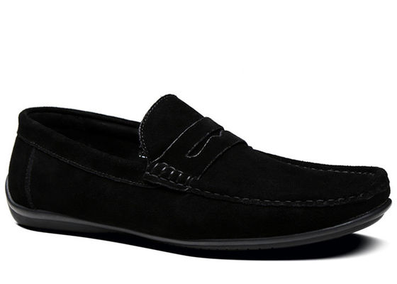 Summer Suede Loafers Mens Leather Moccasins Shoes , Mens Black Slip On Dress Shoes