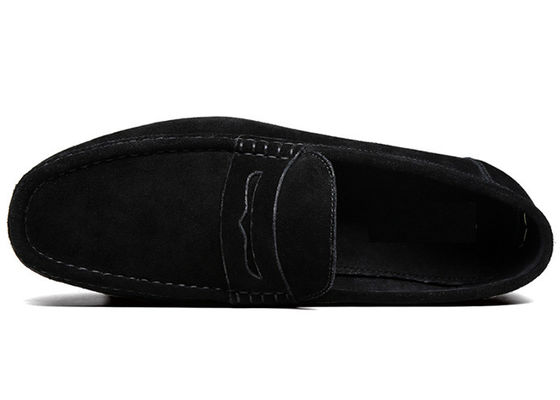 Summer Suede Loafers Mens Leather Moccasins Shoes , Mens Black Slip On Dress Shoes
