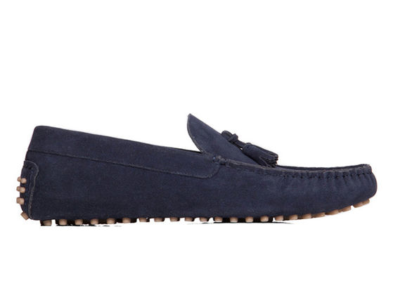 Blue Breathable Mens Leather Loafers Blue Soft Leather Driving Shoes