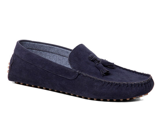 Blue Breathable Mens Leather Loafers Blue Soft Leather Driving Shoes