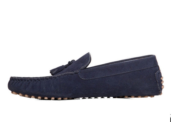 Blue Breathable Mens Leather Loafers Blue Soft Leather Driving Shoes