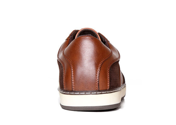 Brown Classic Mens Lace Up Sneakers , ODM Men Genuine Leather Casual Shoes
