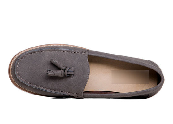 Grey Mens Suede Slip On Dress Shoes , Fashion Mens Casual Flats For Party