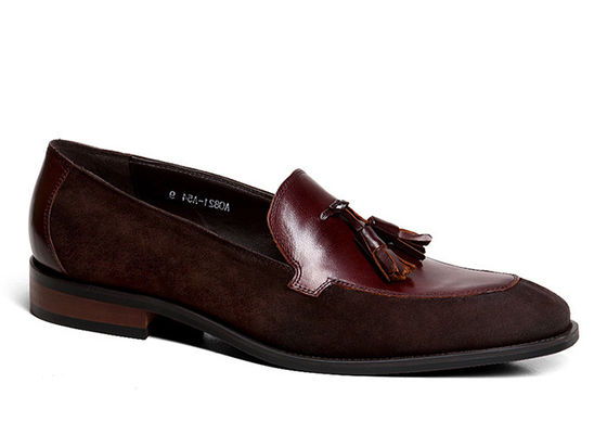 Tassel Penny Suede Leather Dress Shoes , Spring / Autumn Mens Leather Slip On Shoes