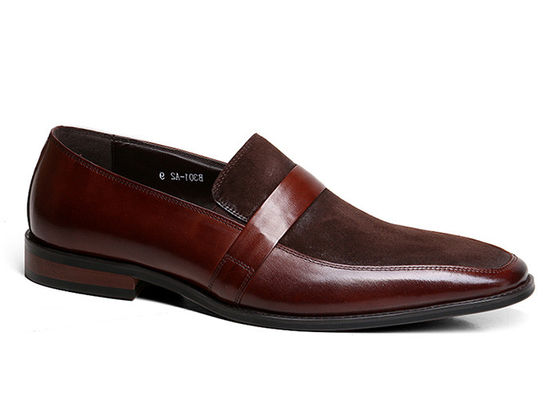 Classic Mens Leather Loafers Stitching Handmade Leather Dress Shoes For Banquet