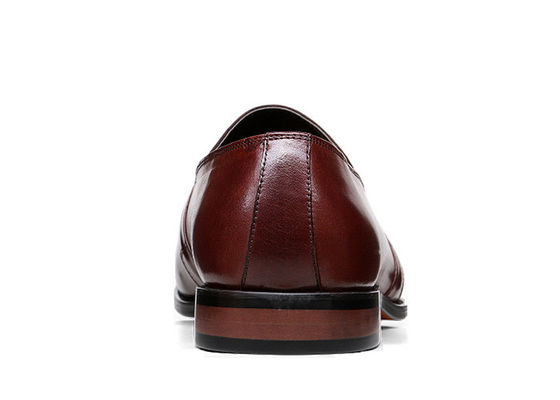 Classic Mens Leather Loafers Stitching Handmade Leather Dress Shoes For Banquet