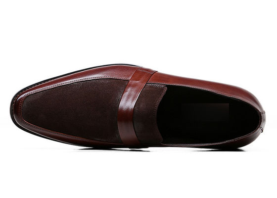 Classic Mens Leather Loafers Stitching Handmade Leather Dress Shoes For Banquet