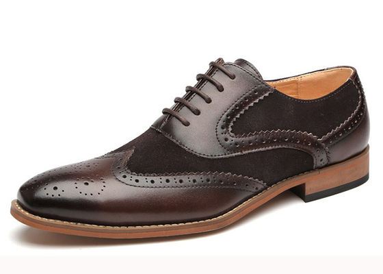 Black / Brown Pointed Toe Men Brogue Shoes Oxford Lace Up Wedding Shoes