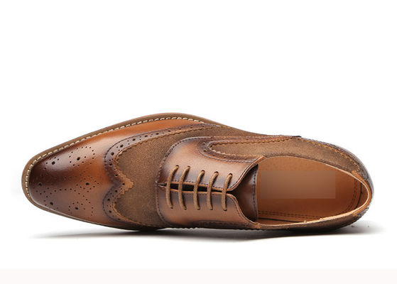 Black / Brown Pointed Toe Men Brogue Shoes Oxford Lace Up Wedding Shoes