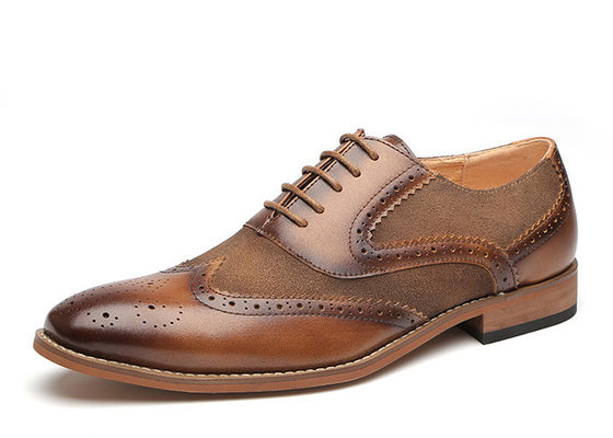 Black / Brown Pointed Toe Men Brogue Shoes Oxford Lace Up Wedding Shoes