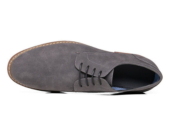 Suede Leather Flat Casual Shoes , Handmade Grey Mens Leather Driving Shoes