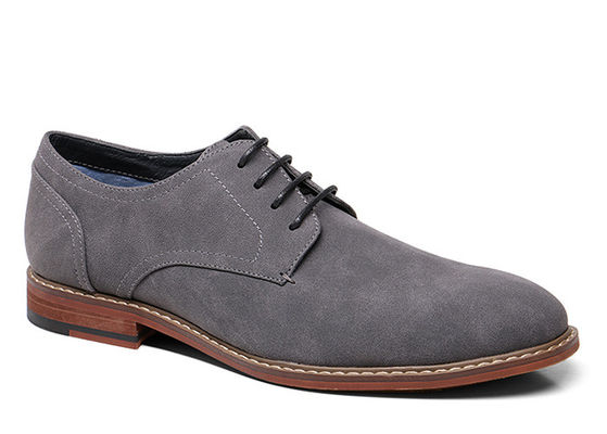 Suede Leather Flat Casual Shoes , Handmade Grey Mens Leather Driving Shoes