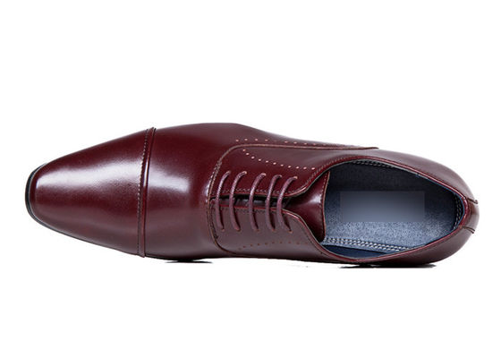 Normal Size Carved Mens Pointed Toe Dress Shoes , Adult Brown Lace Up Dress Shoes