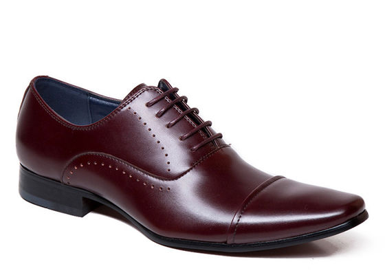 Normal Size Carved Mens Pointed Toe Dress Shoes , Adult Brown Lace Up Dress Shoes