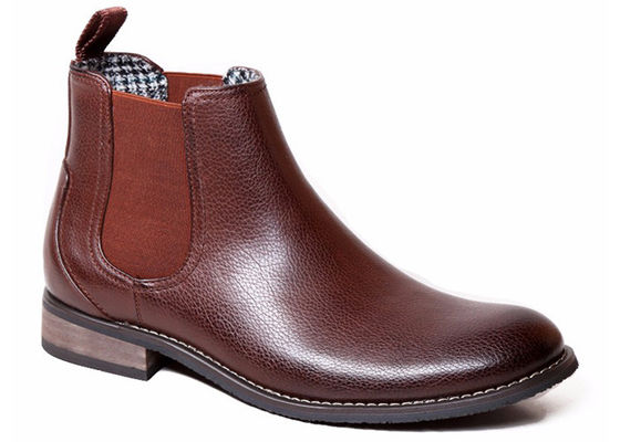 Martin Mens Ankle Boots Round Toe Custom Real Leather Brown Boots