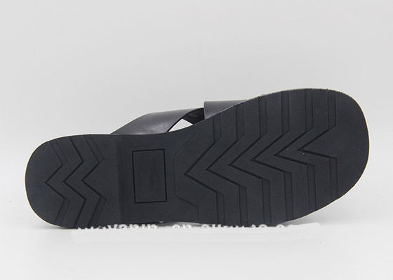 Fashion Mens Leather Slippers Flip Flops Black Mens Summer Leather Sandals
