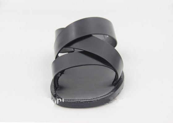 Fashion Mens Leather Slippers Flip Flops Black Mens Summer Leather Sandals