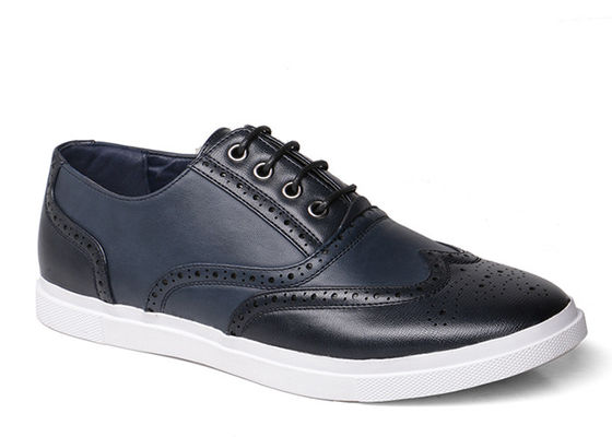 Comfortable Mens Lace Up Sneakers Black PU Lacing Mens Shoes Leather Brogue Sneakers