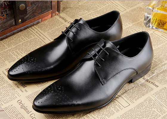 Genuine Leather Men'S Wedding Dress Shoes Formal Business Shoes With Black Stitching