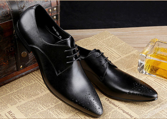 Genuine Leather Men'S Wedding Dress Shoes Formal Business Shoes With Black Stitching