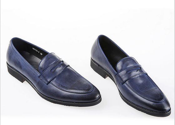 Luxury Mens Leather Casual Shoes Oxford Mens Blue Brogue Shoes For Party / Wedding