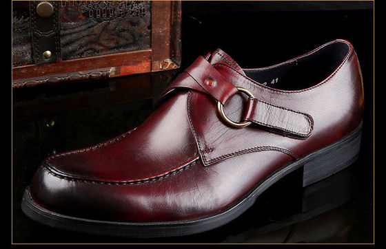 Full Grain Leather Men'S Dress Shoes Customized Business Monk Strap Brown Shoes