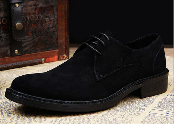 Grey / Black British Style Oxford Shoes , Mens Leather And Suede Dress Shoes
