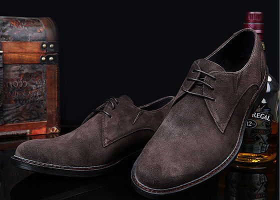 Grey / Black British Style Oxford Shoes , Mens Leather And Suede Dress Shoes