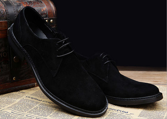 Grey / Black British Style Oxford Shoes , Mens Leather And Suede Dress Shoes