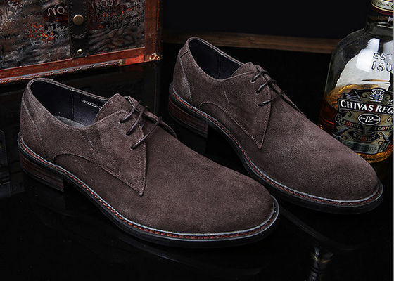 Grey / Black British Style Oxford Shoes , Mens Leather And Suede Dress Shoes