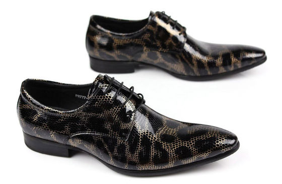 Crocodile Style Mens Black Brogue Shoes , Fashion Nightclub Genuine Snakeskin Shoes