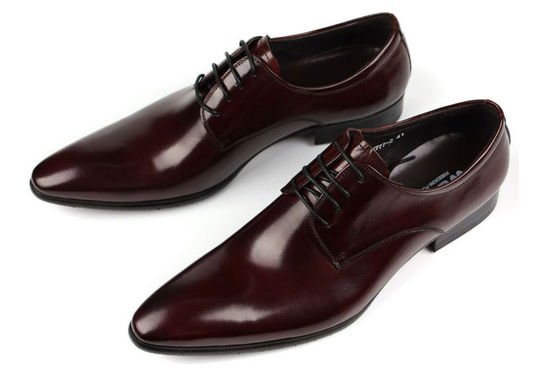 Oxford Style Mens Leather Dress Shoes Dark Red / Black Lace Up Dress Shoes
