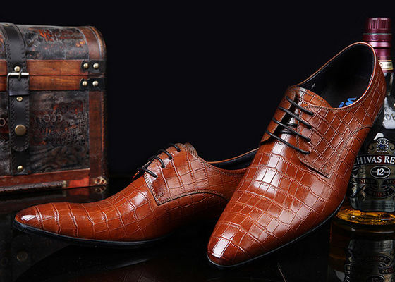 Embossing Design Mens Patent Leather Dress Shoes Black Lace Up Dress Shoes