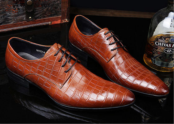 Embossing Design Mens Patent Leather Dress Shoes Black Lace Up Dress Shoes
