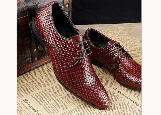 Mens Burgundy Dress Shoes Vintage Italian Goodyear Welted Full Grain Leather Shoes