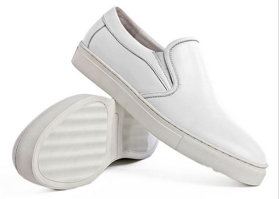 Outdoor Mens Jogging Shoes , Genuine Leather Slip On Top Walking Sneakers