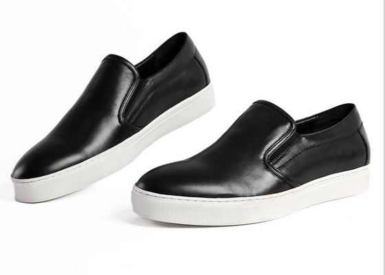 Outdoor Mens Jogging Shoes , Genuine Leather Slip On Top Walking Sneakers