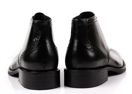 Full Grain Leathe Mens Ankle Boots  Round Toe Brown / Black Army Style Boots