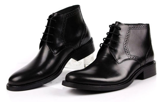 Full Grain Leathe Mens Ankle Boots  Round Toe Brown / Black Army Style Boots
