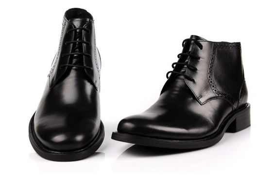 Full Grain Leathe Mens Ankle Boots  Round Toe Brown / Black Army Style Boots