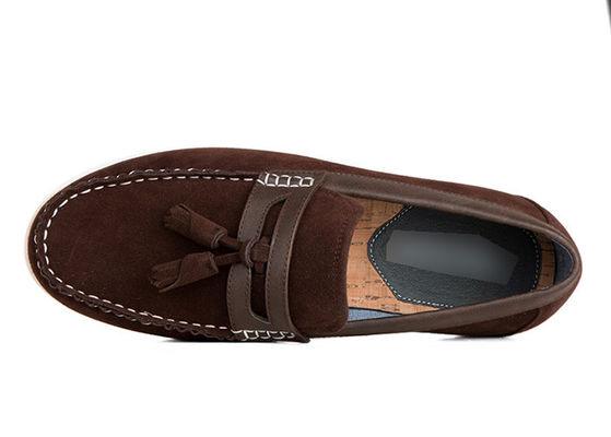 Durable Men's Casual Shoes Tassels Flat Loafer Mens Brown Leather Driving Shoes