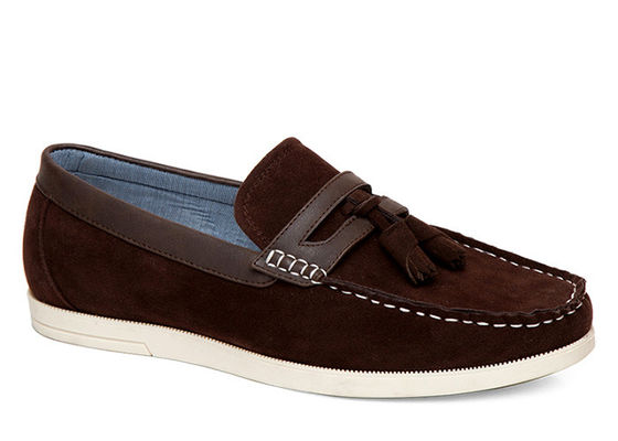 Durable Men's Casual Shoes Tassels Flat Loafer Mens Brown Leather Driving Shoes