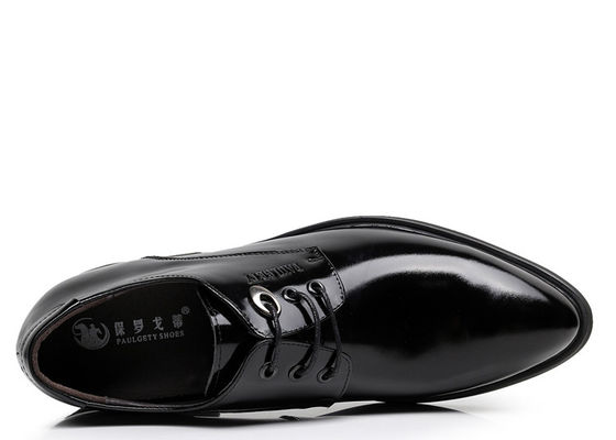 Black Oxford Lace Up Elevator Men Shoes Solid Slip - On Branded Dress Shoes For Men
