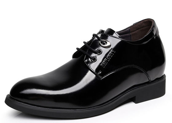 Black Oxford Lace Up Elevator Men Shoes Solid Slip - On Branded Dress Shoes For Men