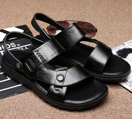 Summer Mens Genuine Leather Sandals , Brown Mens Custom Leather Sandals