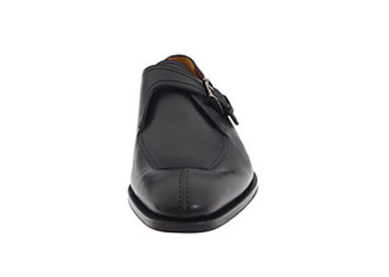 Black Genuine Leather Handmade Monk Strap Shoes , Mens Monk Strap Brogue Dress Shoes