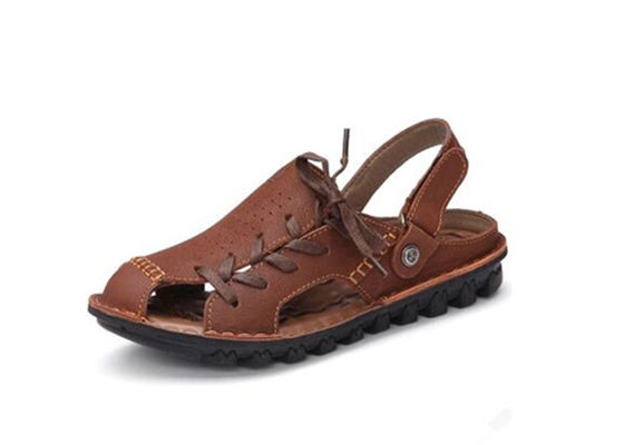 Comfortable Handmade Leather Sandals Summer Brown Flat Platform Sandals