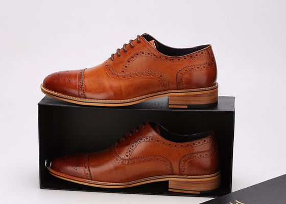 British Style handmade Men's Dress Shoes Genuine Leather Oxford Brogues Formal Shoes