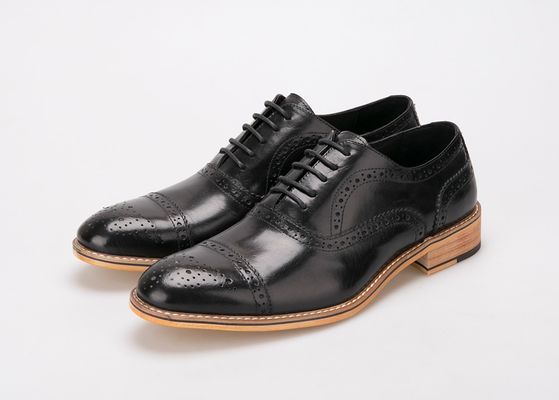 British Style handmade Men's Dress Shoes Genuine Leather Oxford Brogues Formal Shoes