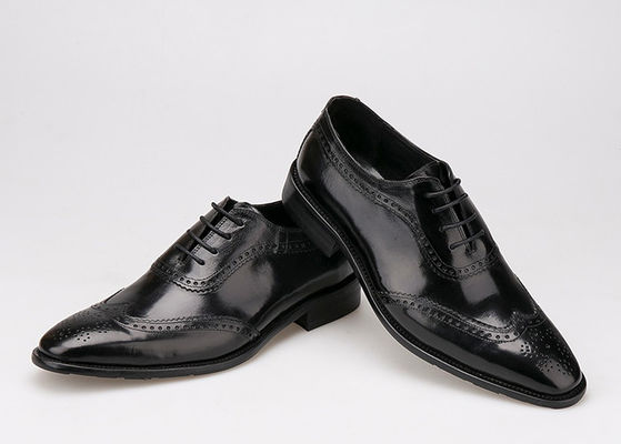 Men Brogue Leather Formal Shoes , Pointed Toe Men Dress Shoes for Wedding